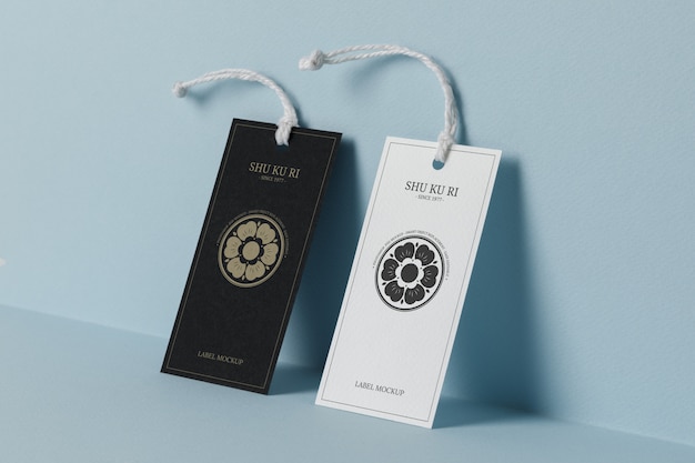 close up on clothes label tag mockup