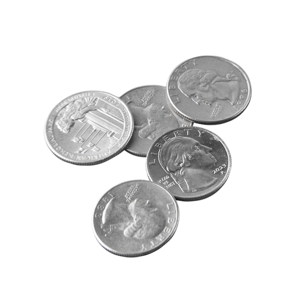 単独の硬貨を近距離で撮影する
