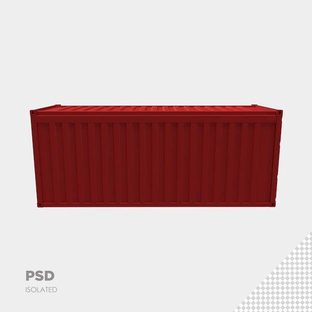 PSD close up on container 3d isolated premium ps