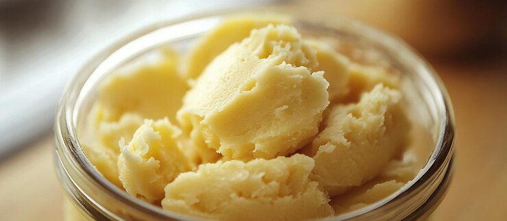 PSD close up of creamy butter in a jar