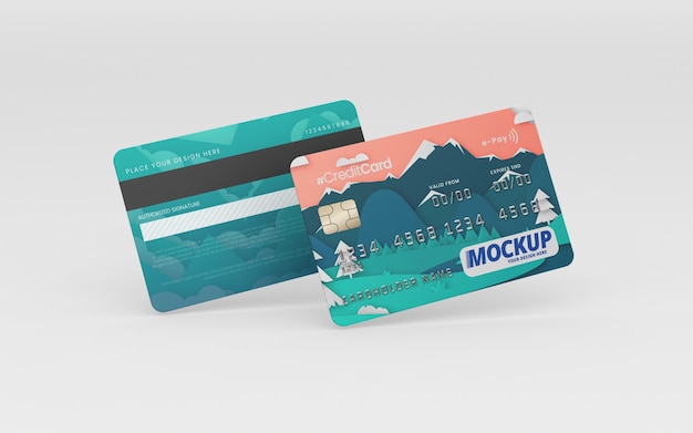 PSD close up on credit card mockup