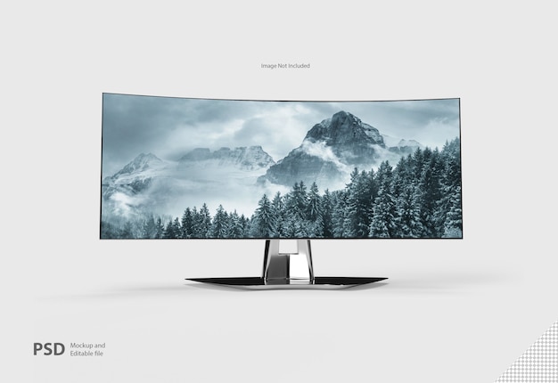 Close up on curved tv isolated