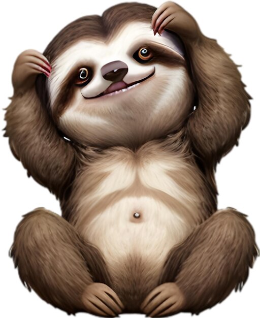 PSD close up of cute cartoon sloth icon