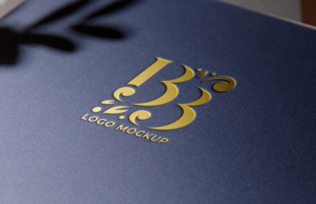 PSD close up on cutout logo mockup