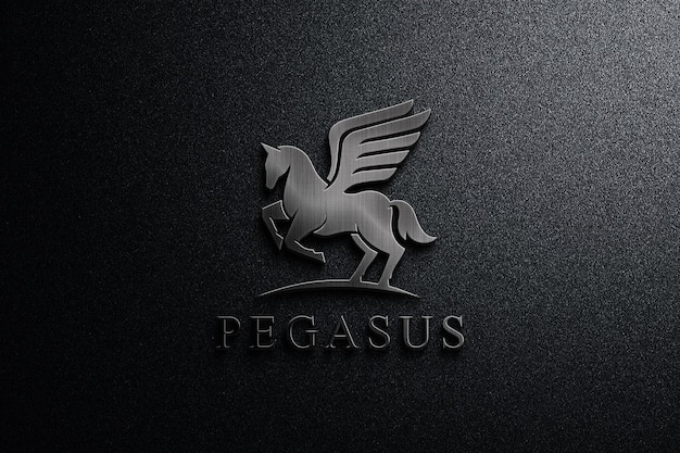 PSD close up dark metal logo mockup