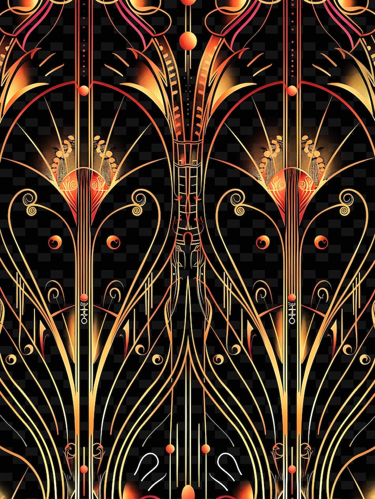 PSD a close up of a decorative design with a gold and black background