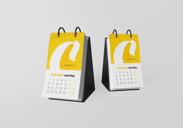 Chiuda in sul mockup del calendario da tavolo isolato