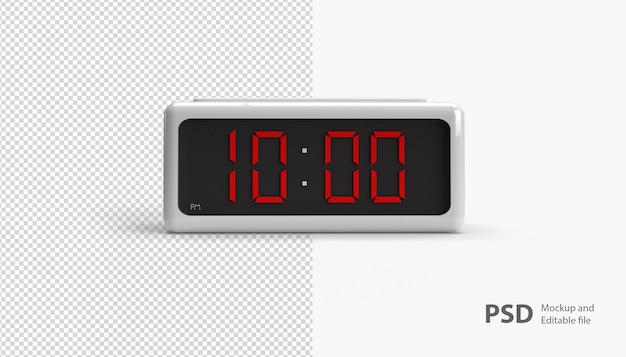 PSD close up on digital clock isolated