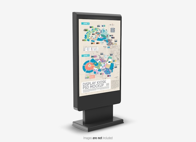 Close up on display kiosk mockup isolated