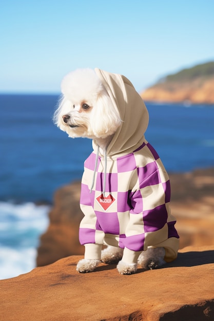 PSD close up on dog wearing clothing mockup