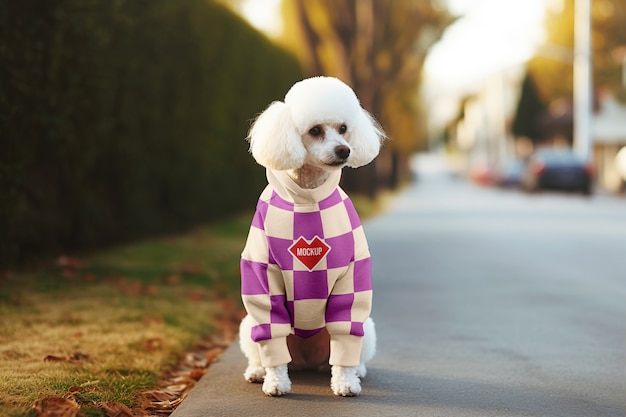 PSD close up on dog wearing clothing mockup