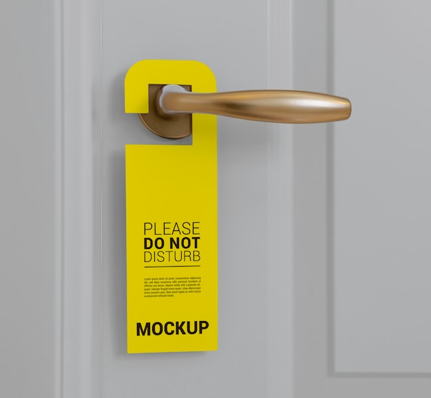 Close up on door hanger mockup