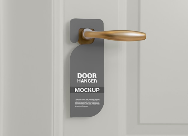 Close up on door hanger mockup