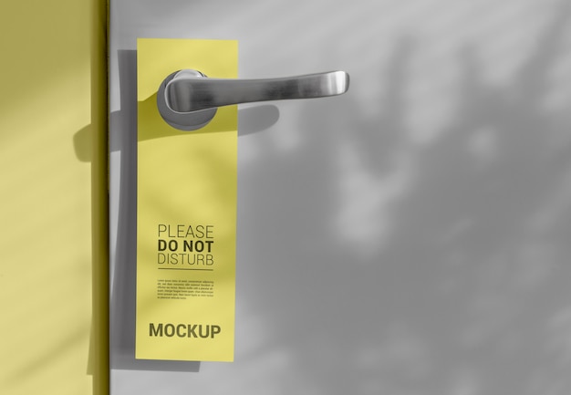 Close up on door hanger mockup