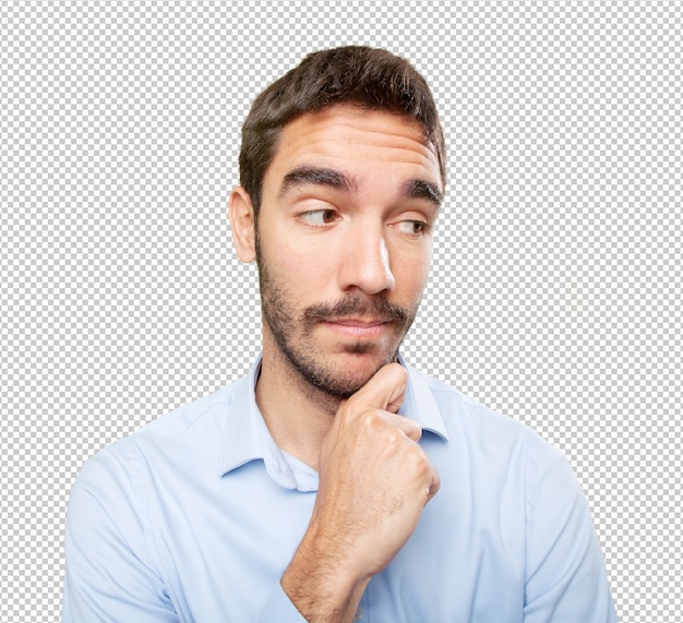 close up of a doubtful young man