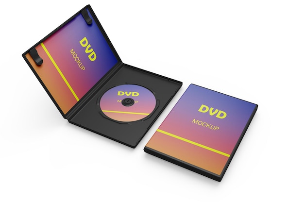 close up on dvd case mockup rendering