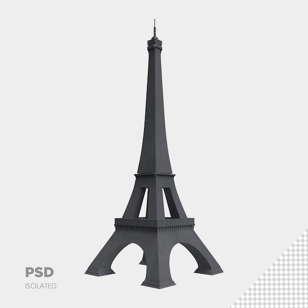 PSD close up on eiffel tower 3d isolated premium psd