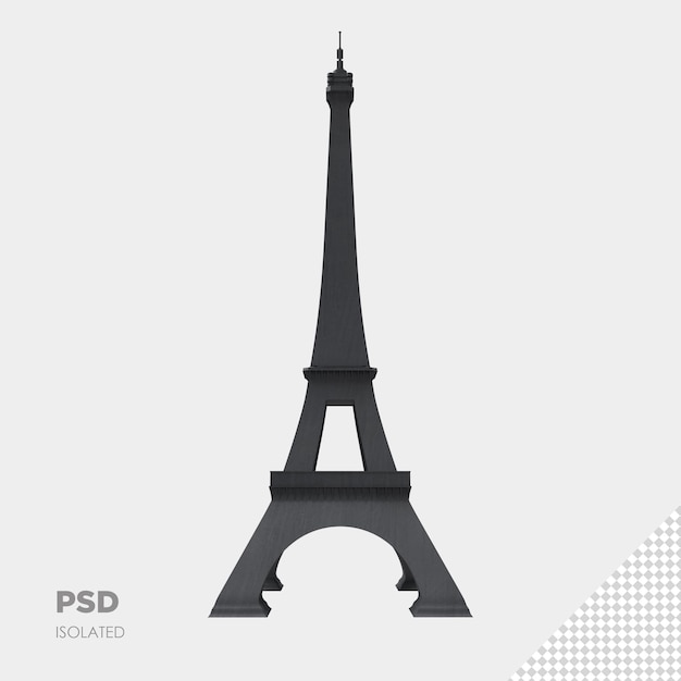 PSD close up on eiffel tower 3d isolated premium psd