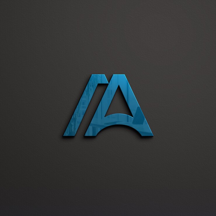 Close up on elegant logo mockup on black wall