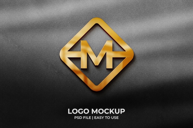 close up on elegant logo mockup on black wall