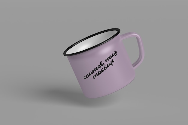 Close up on enamel mug mockup isolated