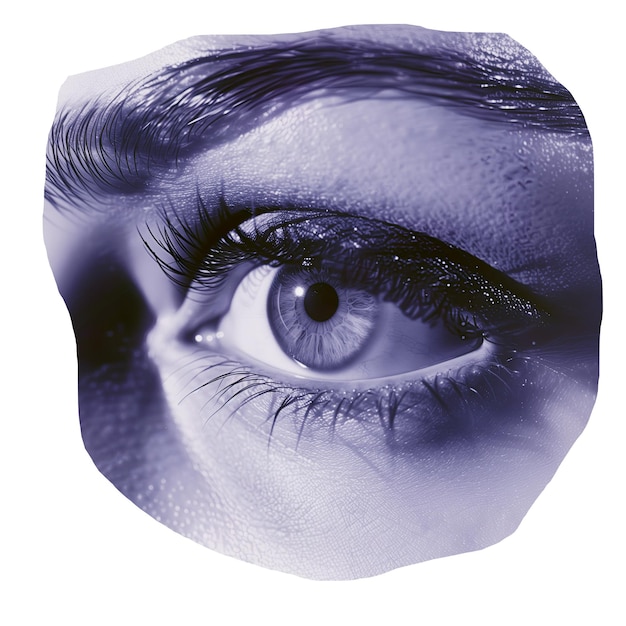 PSD close up eye of woman faded colors cut out sticker