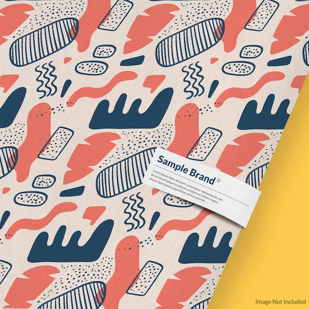 PSD close up on fabric pattern mockup with tag