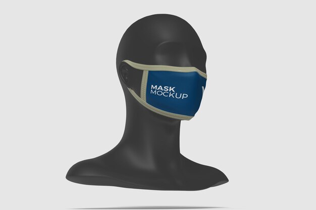 PSD close up on face mask mockup isolated