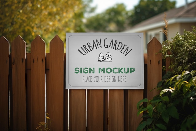 PSD close up on fence sign mockup  design