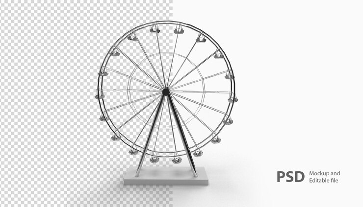 Крупным планом на колесо обозрения, изолированные в 3d-рендеринге