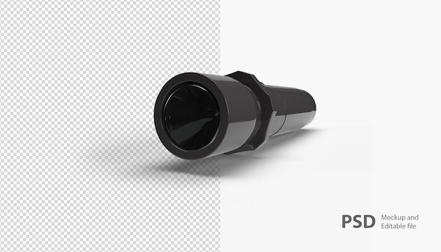 PSD close up on flashlight isolated