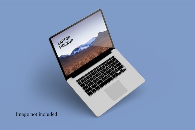 Close up on floating laptop mockup