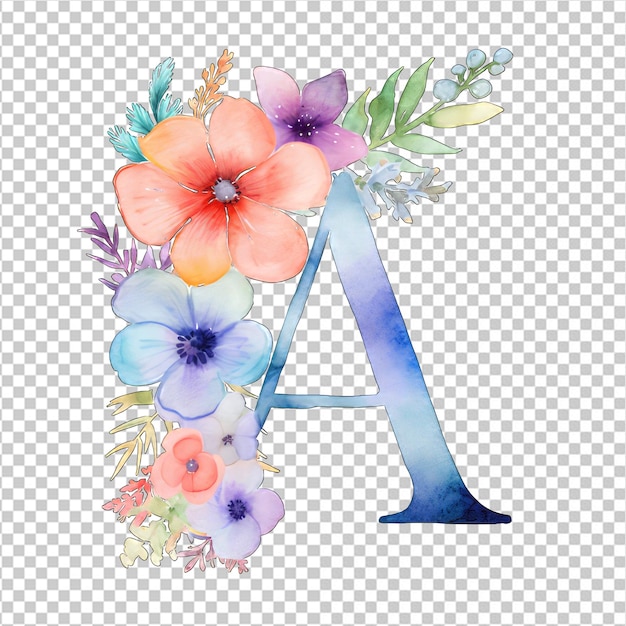 PSD a close up of a floral letter with a flowered design on a transparent background