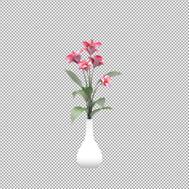 Close up on flower in a vase 3d rendering