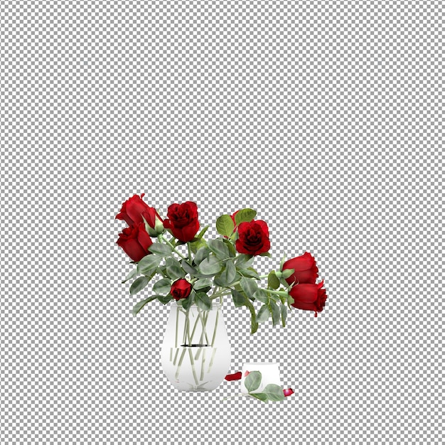 close up on flower in a vase 3d rendering