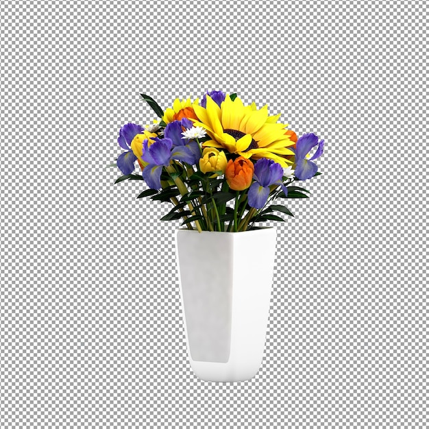 Close up on flower in a vase 3d rendering