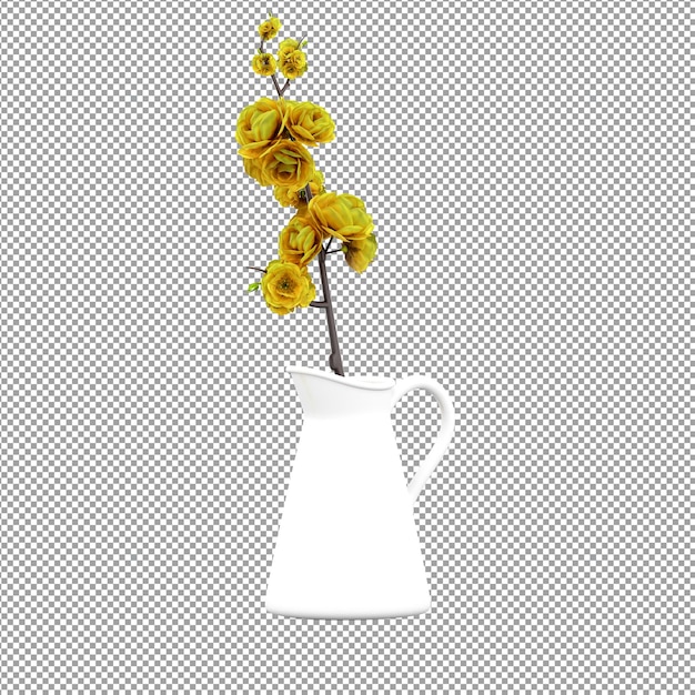 PSD close up on flower in a vase 3d rendering