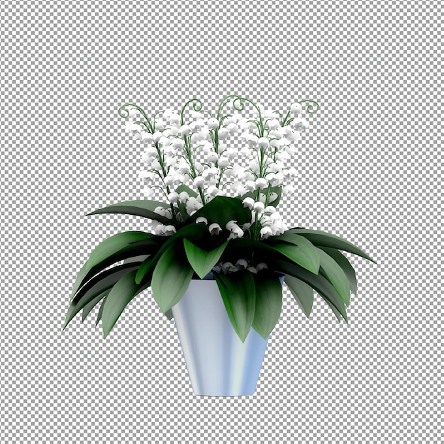 Close up on flower in a vase 3d rendering