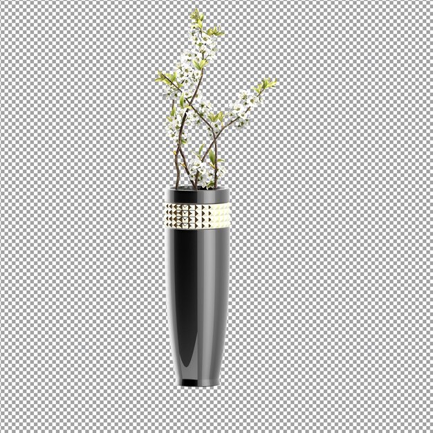 Close up on flower in a vase 3d rendering