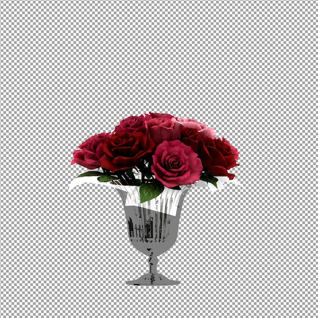 PSD primo piano su un fiore in un vaso 3d rendering