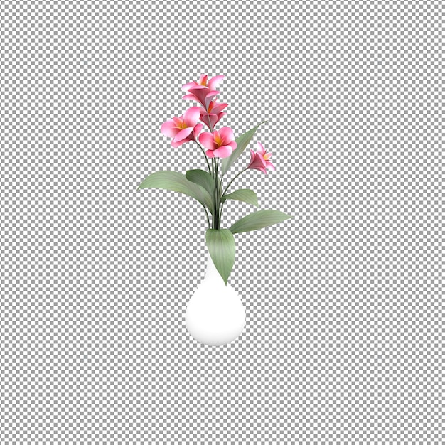 Close up on flower in a vase 3d rendering