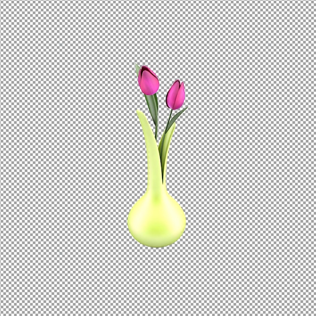 PSD primo piano su un fiore in un vaso 3d rendering