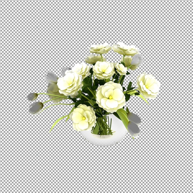 PSD close up on flower in a vase in 3d rendering