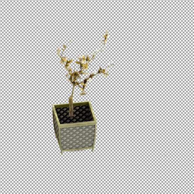 Primo piano su un fiore in un vaso in rendering 3d