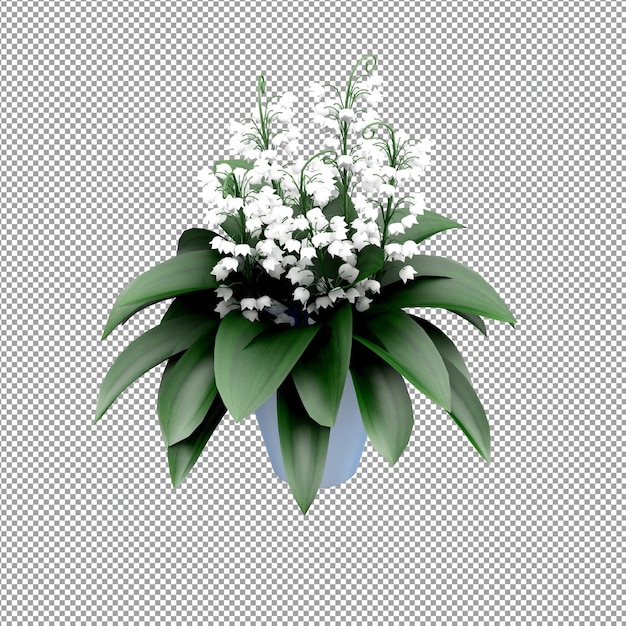 PSD primo piano su un fiore in un vaso in rendering 3d