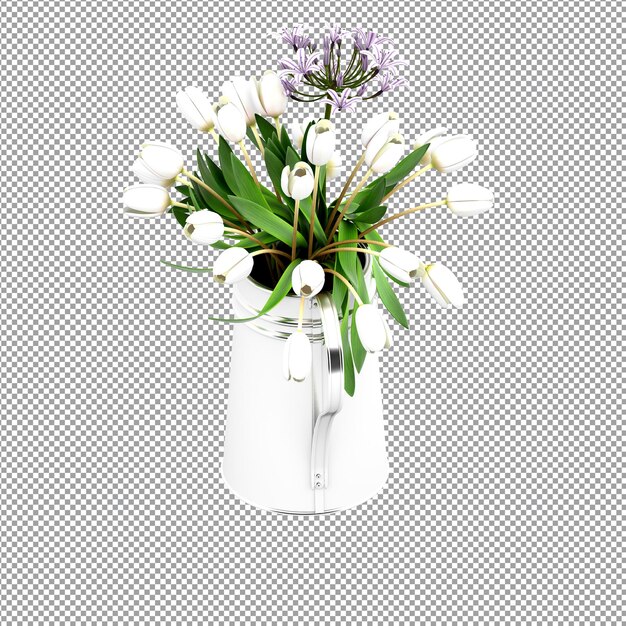 Close up on flower in a vase in 3d rendering