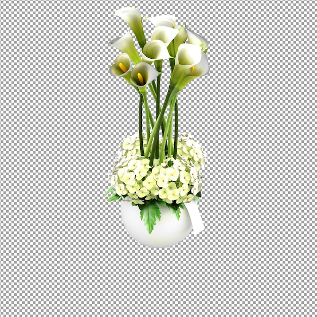 close up on flower in a vase in 3d rendering