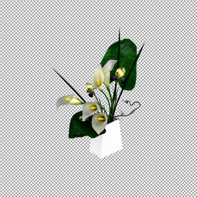 Close up on flower in a vase in 3d rendering