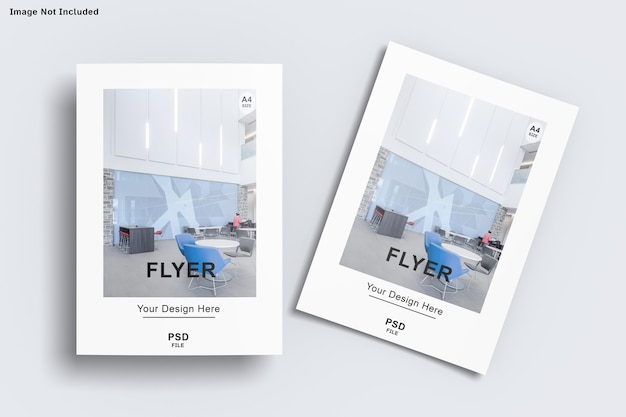 close up on flyer mockup isolated