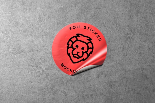 PSD close up on foil sticker mockup